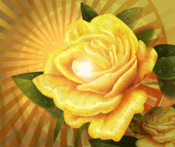 Желтая роза блестящая - Цветы GIF
