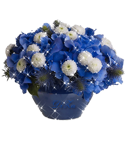 Букет синих и белых цветов