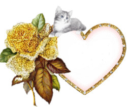 Сердце, роза и котенок - Сердечки - Валентинки