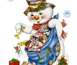 Снеговик с подарочками - Поздравления с Новым годом