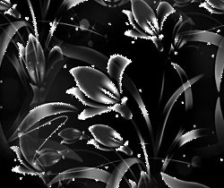Серебрянные блестящие цветы на черном фоне - Бесшовные фоны