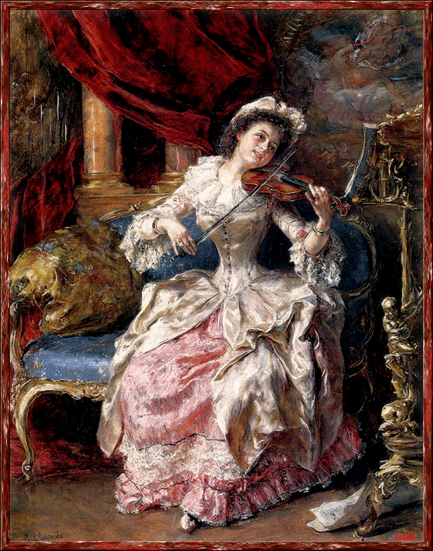 Средневековая девушка играет на скрипке - Гламурные картинки девушки