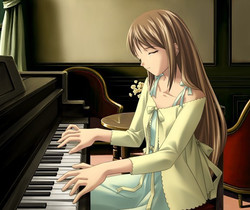 Девочка играет на пианино - Аниме картинки анимашки