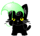 Котёнок с зонтом - Смайлики и маленькие картинки анимашки