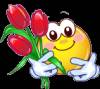 Смайл с тюльпанами - Смайлики и маленькие картинки анимашки