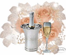Шампанское, розы - Открытка - Блестящие картинки glitter