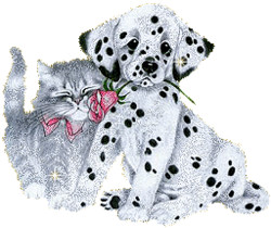 Котенок и долматинец - Блестящие картинки glitter