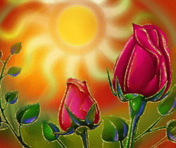 Две розы и солнце - Блестящие картинки glitter