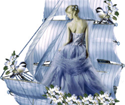 Голубой корабль и девушка - Романтические картинки про любовь