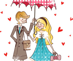 Двое под зонтом - Романтические картинки про любовь