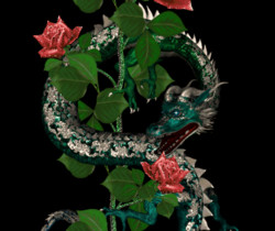 Роза и дракон - Цветы GIF