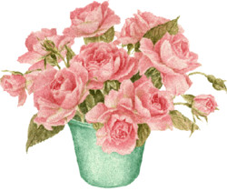 Розовый букет в горшке - Цветы GIF
