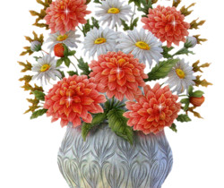 Красивый букет цветов в вазе - Цветы GIF
