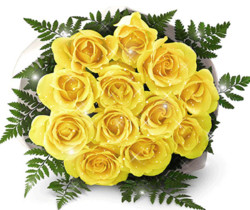 Желтые искристые розы, букет - Цветы GIF