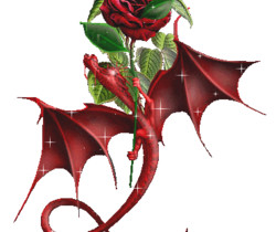 Дракончик и Роза - Цветы GIF