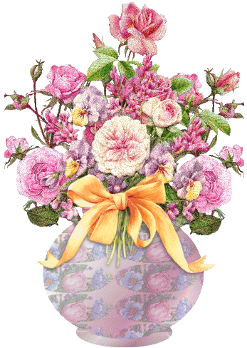 Букет цветов в вазе - Цветы GIF