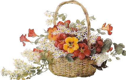 Цветы блестящие в корзине - Цветы GIF