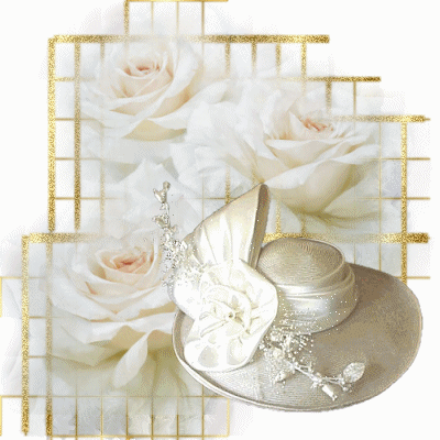 Белые розы открытка - Цветы GIF