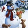 Снеговик и зайцы - Поздравления с Новым годом