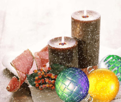 Новогодние свечи и елочные шары - Поздравления с Новым годом