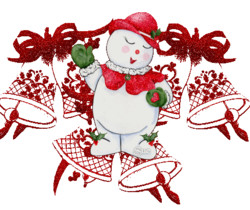Снеговик и колокольчики - Поздравления с Новым годом