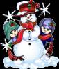 Дети и снеговик - Поздравления с Новым годом