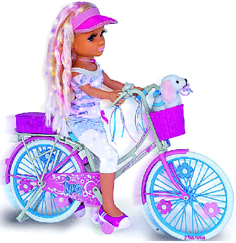 Кукла на велосипеде - Анимационные и блестящие куколки doll