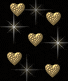 Золотые сердечки на черном фоне - Бесшовные фоны