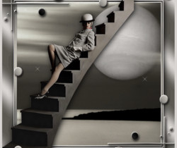 Девушка на лестнице при  большой луне - Гламурные картинки девушки