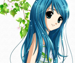 Девочка с голубыми волосами - Аниме картинки анимашки