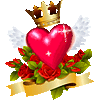 Сердце, корона и розы - Смайлики и маленькие картинки анимашки