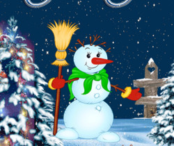 Новый год. Снеговик и ёлка - С Новым Годом