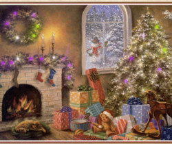 Елка и камин - рождество - С Рождеством Христовым