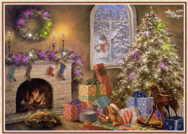 Елка и камин - рождество - С Рождеством Христовым