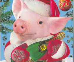 Прикольная новогодняя открытка в год Свиньи