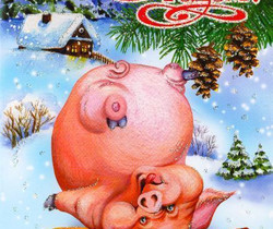 Картинка с Новым Годом 2019 год Свиньи - Год Свиньи