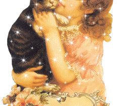 Девочка с котёнком - Блестящие картинки glitter