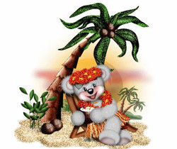 Мишка Тедди под пальмой - Блестящие картинки glitter