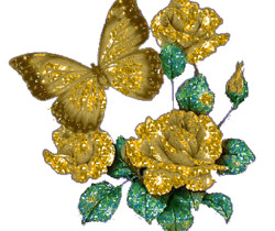 Золотые розы и бабочка