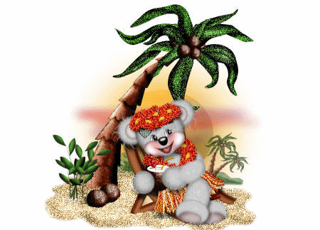 Мишка Тедди под пальмой - Блестящие картинки glitter